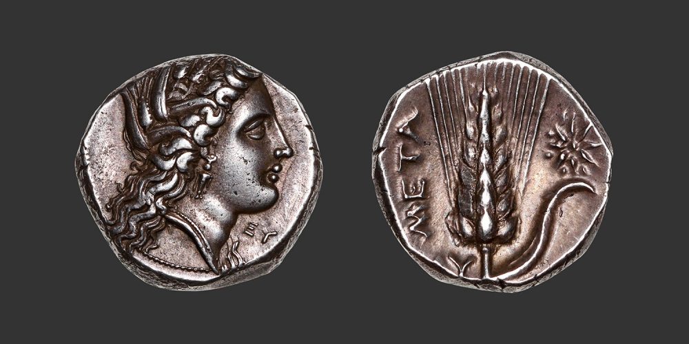 Odysseus numismatique monnaie grecque Lucanie Métaponte nomos didrachme