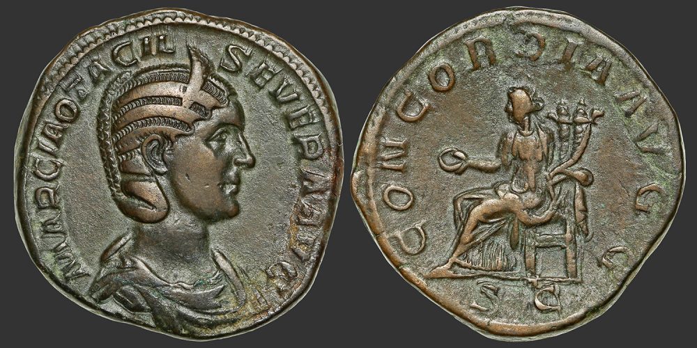 Odysseus numismatique monnaie romaine Otacilia Severa sesterce