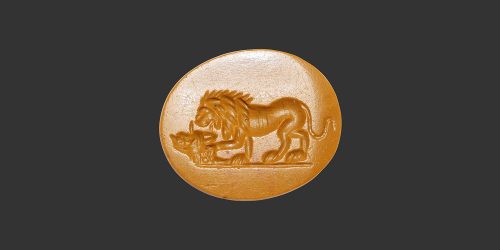 Odysseus Numismatique Glyptique Pierres Gravées LION - JASPE JAUNE • Intaille Romaine