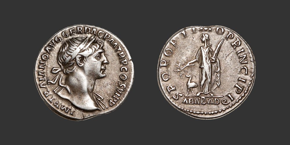Odysseus numismatique monnaie romaine Trajan denier