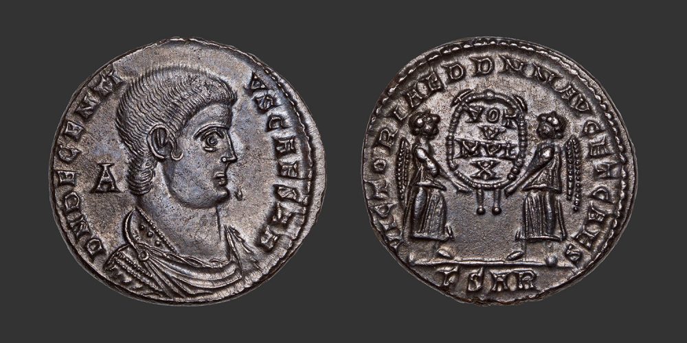 Odysseus numismatique monnaie romaine Décence maiorina centenionalis Arles