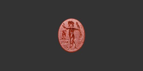 Odysseus Numismatique Glyptique Pierres Gravées FAUNE DANSANT - JASPE ROUGE • Intaille Romaine