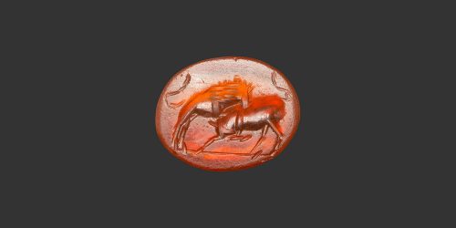 Odysseus Numismatique Glyptique Pierres Gravées LION TERRASSANT UN TAUREAU - CORNALINE • Intaille Romaine