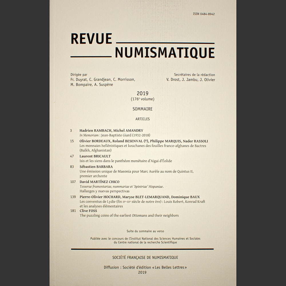 Odysseus numismatique revues REVUE NUMISMATIQUE 2019 Société Française de Numismatique