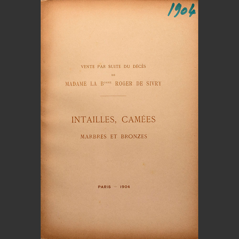 Odysseus Numismatique Catalogues de Vente Intailles Archéologie ANCIENNE COLLECTION DU BARON ROGER (1841) • Rollin & Feuardent 1904
