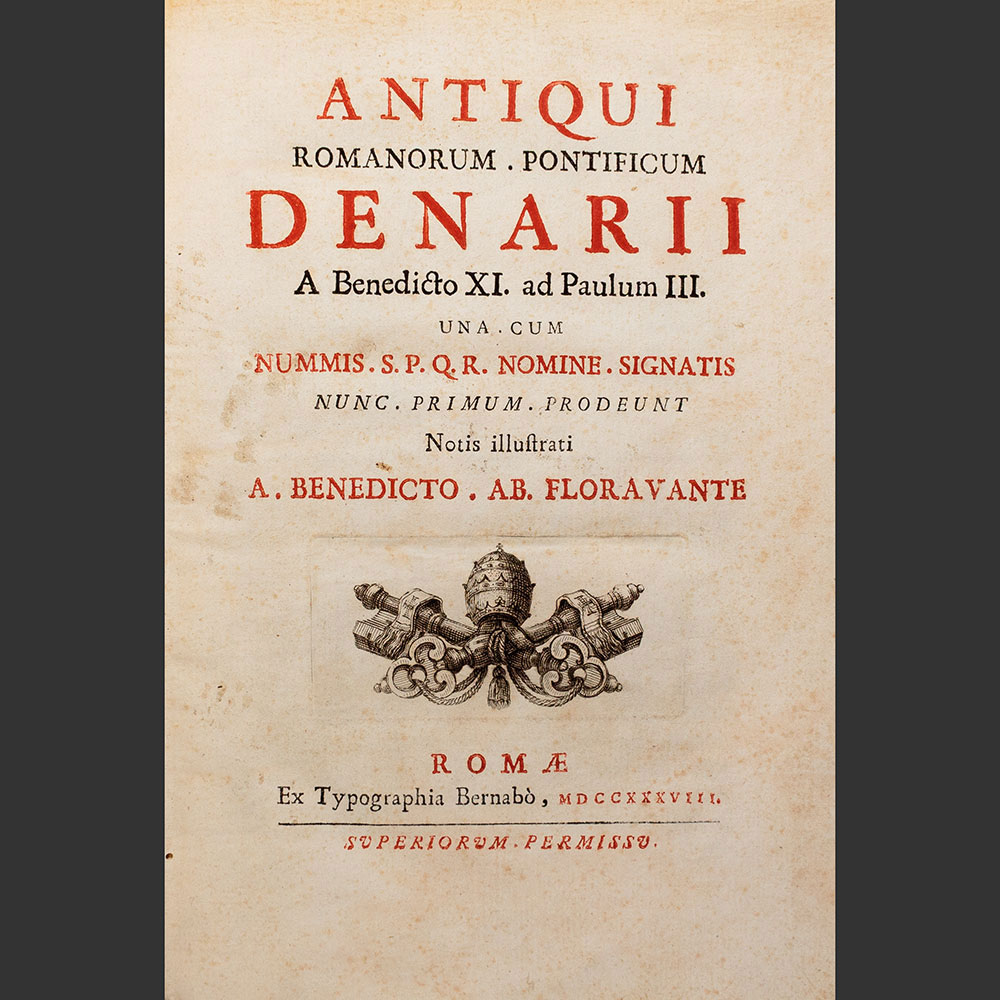 Odysseus Numismatique Livres Monnaies Médailles Papales Italiennes ANTIQUI ROMANORUM PONTIFICUM DENARII • Benedetto Fioravante 1738