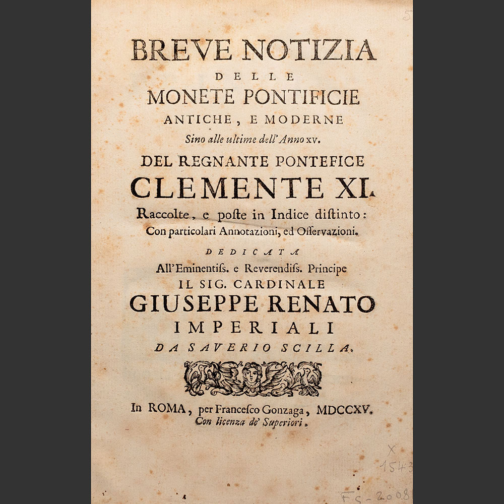 Odysseus Numismatique Livres Monnaies Médailles Papales Italiennes MONETE PONTIFICIE ANTICHE E MODERNE • Saverio Scilla 1715