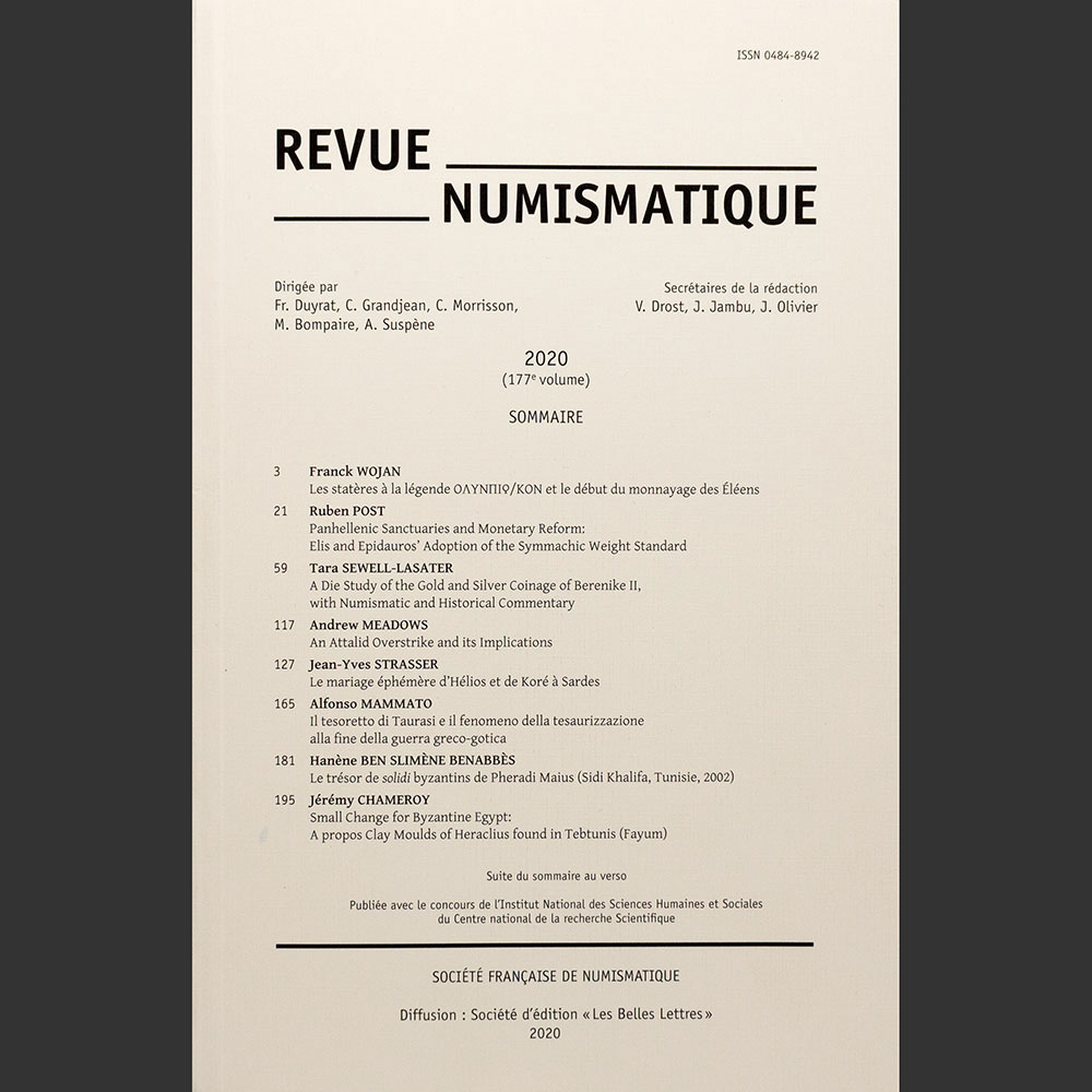 Odysseus Numismatique Livres REVUE NUMISMATIQUE 2020 • Société Française de Numismatique