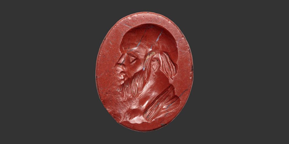 Odysseus Numismatique Glyptique Pierres Gravées SOCRATE - JASPE ROUGE • Intaille Romaine
