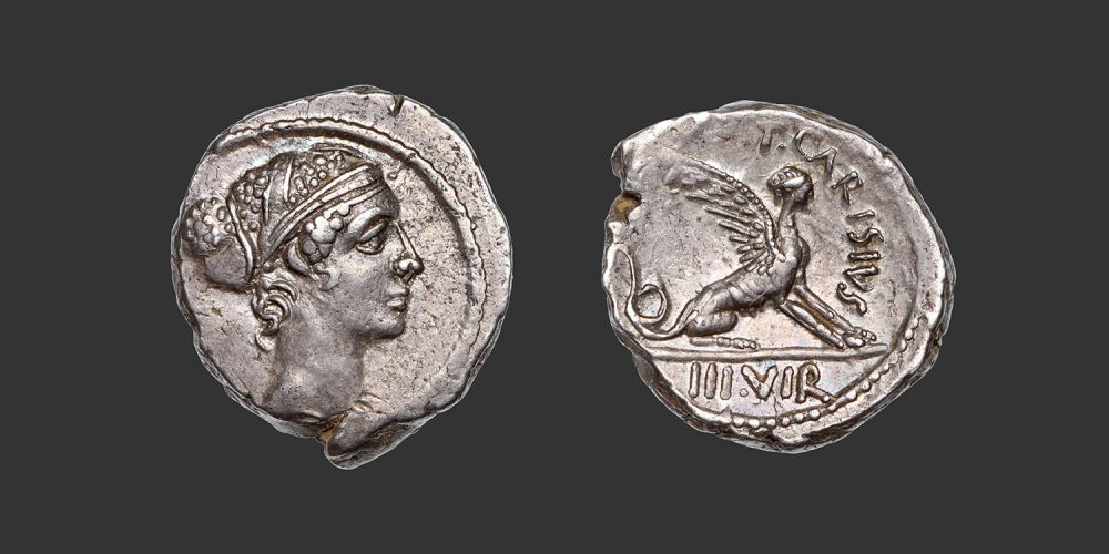 Odysseus Numismatique Monnaies Romaines République CARISIA - T. CARISIUS • Denier