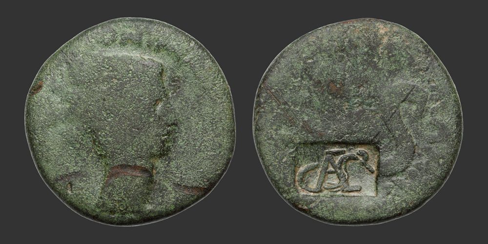 Odysseus Numismatique Monnaies Romaines CONTREMARQUE - AUGUSTE • As
