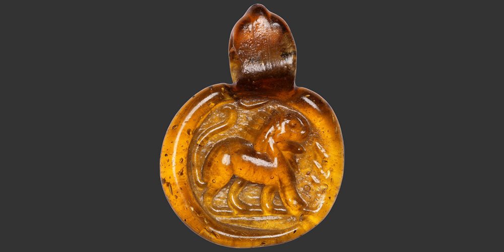 Odysseus Numismatique Glyptique Bijoux LION - PÂTE DE VERRE • Pendentif Romain
