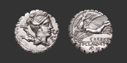 Odysseus Numismatique Monnaies Romaines République CLAUDIA - TI. CLAUDIUS NERO • Denier