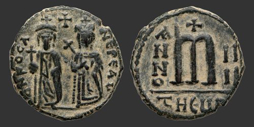 Odysseus Numismatique Monnaies Byzantines EMPIRE BYZANTIN - PHOCAS & LÉONTIA • Follis