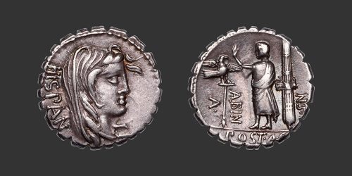Odysseus Numismatique Monnaies Romaines République POSTUMIA - A. POSTUMIUS ALBINUS • Denier
