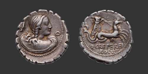 Odysseus Numismatique Monnaies Romaines République CREPEREIA - Q. CREPERIUS ROCUS • Denier