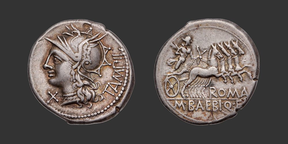 Odysseus Numismatique Monnaies Romaines République BAEBIA - M. BAEBIUS TAMPILUS • Denier