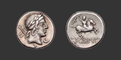 Odysseus Numismatique Monnaies Romaines République CREPUSIA - P. CREPUSIUS • Denier