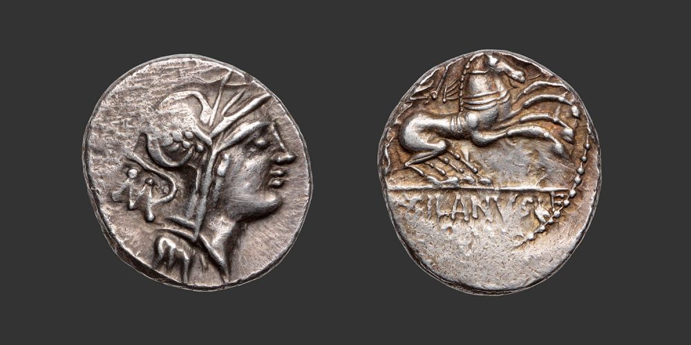 Odysseus Numismatique Monnaies Romaines République JUNIA - D. SILANUS • Denier