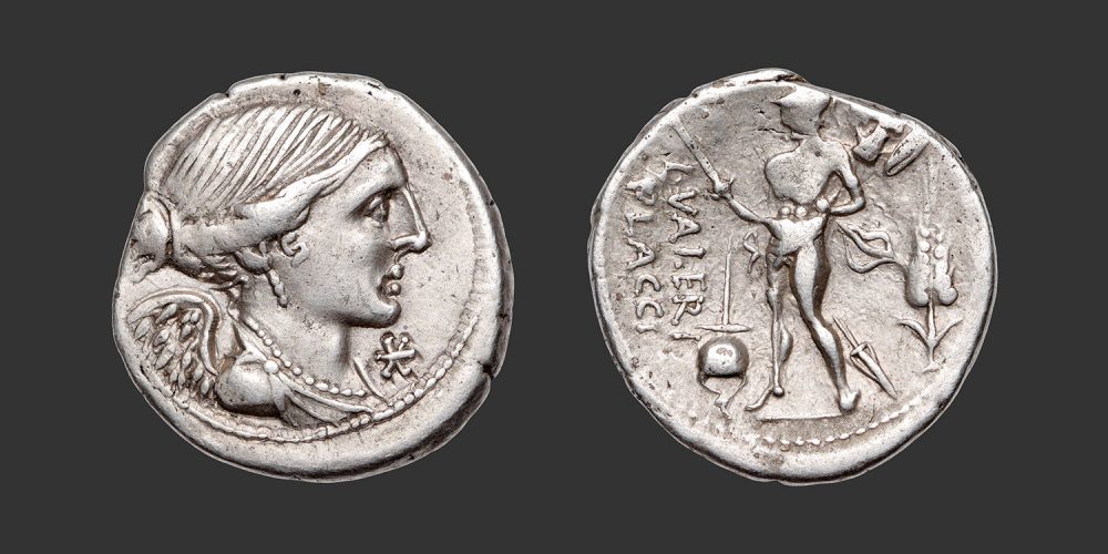 Odysseus Numismatique Monnaies Romaines République VALERIA - L. VALERIUS FLACCUS • Denier