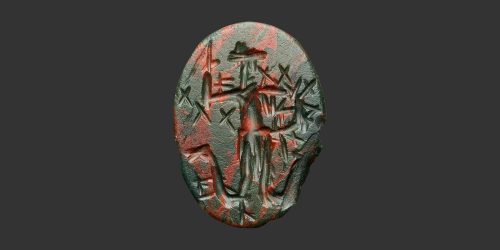 Odysseus Numismatique Glyptique Pierres Gravées Magiques ABRAXAS - JASPE SANGUIN • Intaille Gnostique Romaine