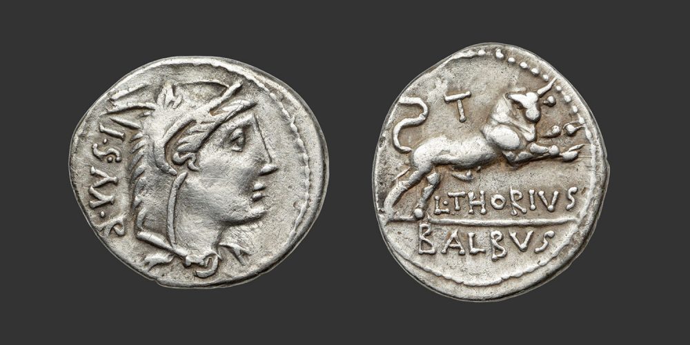 Odysseus Numismatique Monnaies Romaines République L. THORIUS BALBUS • Denier