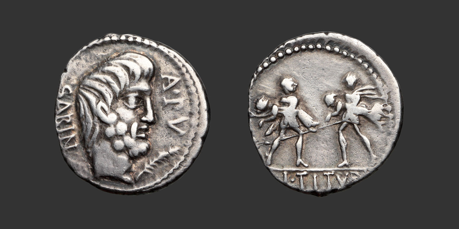 Odysseus Numismatique Monnaies Romaines République TITURIA - L. TITURIUS L.f. SABINUS • Denier