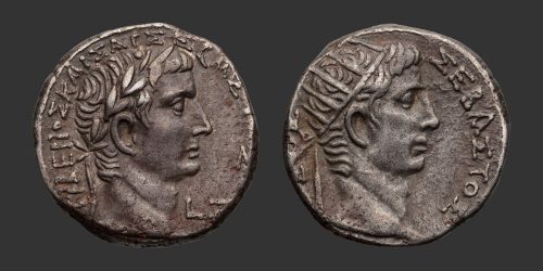 Odysseus Numismatique Monnaies Romaines Provinciales ALEXANDRIE - TIBÈRE & DIVUS AUGUSTE • Tétradrachme