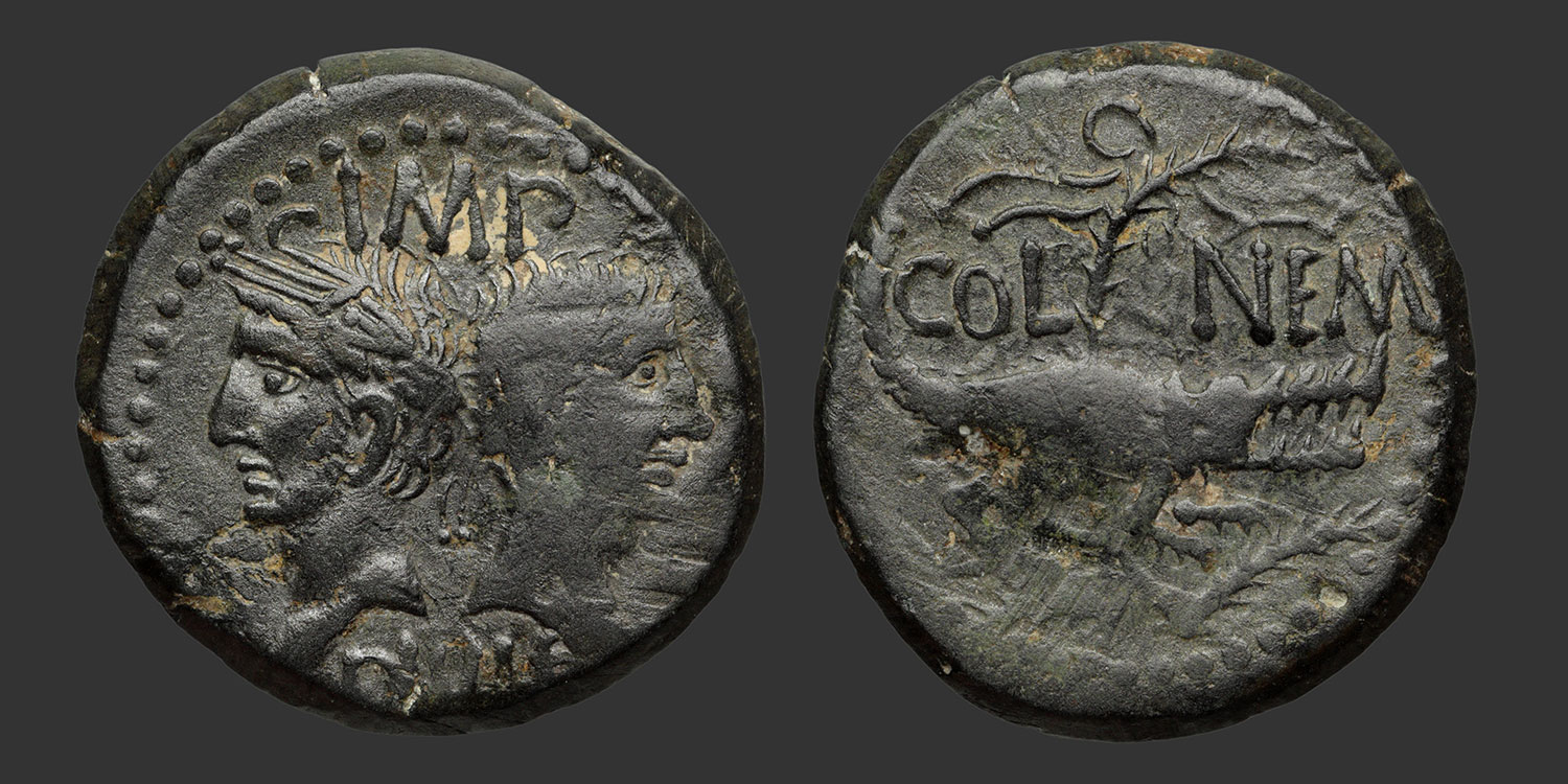 Odysseus Numismatique Monnaies Romaines Provinciales Impériales NÎMES - AUGUSTE & AGRIPPA • Dupondius As